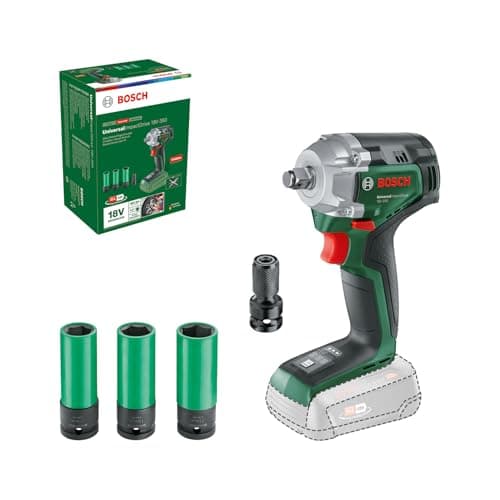 Image of Bosch Cordless Impact Wrench UniversalImpactDrive 18V-350 (Powerful Tightening and Construction Fixing; Max. Torque: 350 Nm; Hex Adapter; Nut Set; 18 Bolt System; Without Battery)