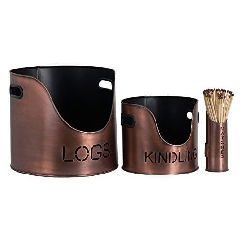 Image of Hill 1975 Log's & Kindling Buckets + Matchstick Holder Copper Finish