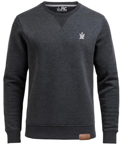 Image of JRC Mens Fleece Crewneck Sweatshirts & Pullovers, Round Neck Long Sleeve Jumper, Sweater for Sports & Workwear (Charcoal, M)