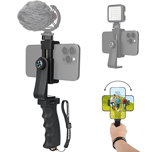 Image of Ergonomic Anti-Fall Smartphone Stabilizer with Wrist Strap, Micro/Light Adapter, Selfie Stick for iPhone, Samsung (Landscape and Portrait Mode)