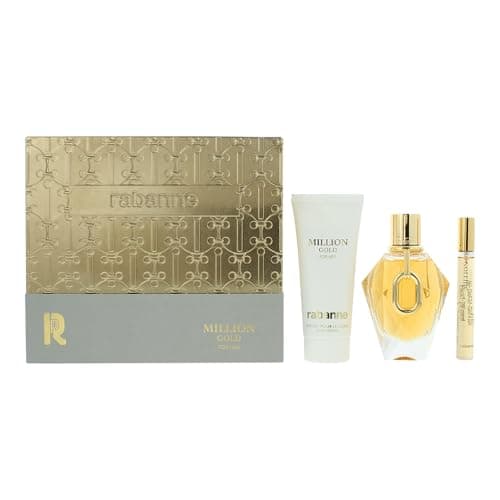 Image of Paco Rabanne Million Gold 3 Piece Gift Set: Eau de Parfum 90ml - Body Lotion 100