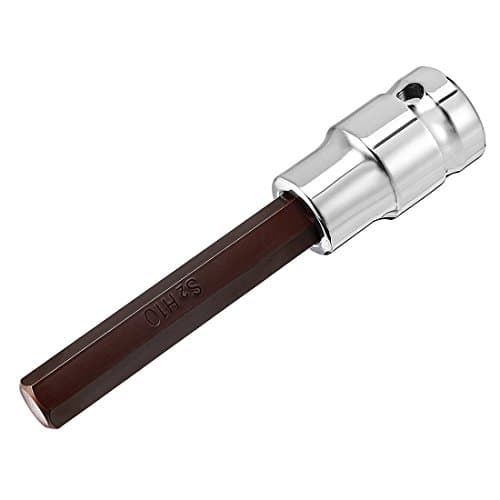 Image of Sourcingmap 1/2" Drive x H10 (10mm) Hex Bit Socket, S2 Steel Bits CR-V Sockets 4" Length Use with Ratchet Wrench, Slide Bar, Extension Rod