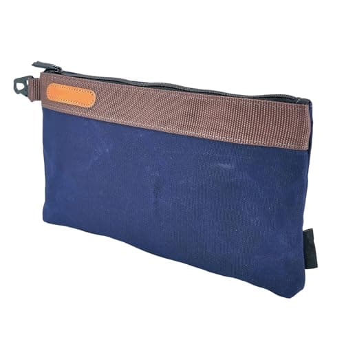 Image of Spacious 12x1x8 Inch Waxed Canvas Tool Pouches with 30% Extra Capacity Secures Full Size Tools Heavy Duty Construction Spacious Bag