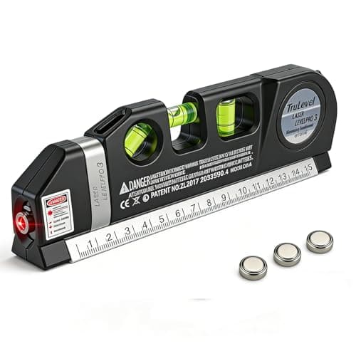 Image of Laser Spirit Level, Multipurpose Laser Measure Tool, Spirit Level Standard Metric Ruler Measuring Tape for Photos Frame Picture Hanging 8ft/2.5M (White Base)
