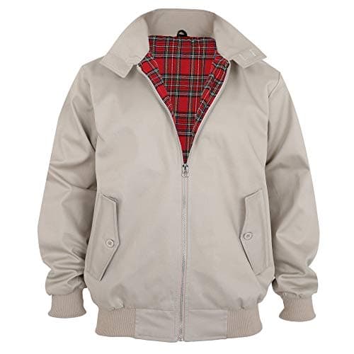 Image of Malaika Harrington Jacket Men's Classic Vintage Retro Scooter 1970'S Bomber Trendy Coat,Beige,S