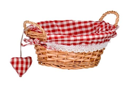 Image of Premier Housewares Round Willow Basket with Gingham Lining - Red