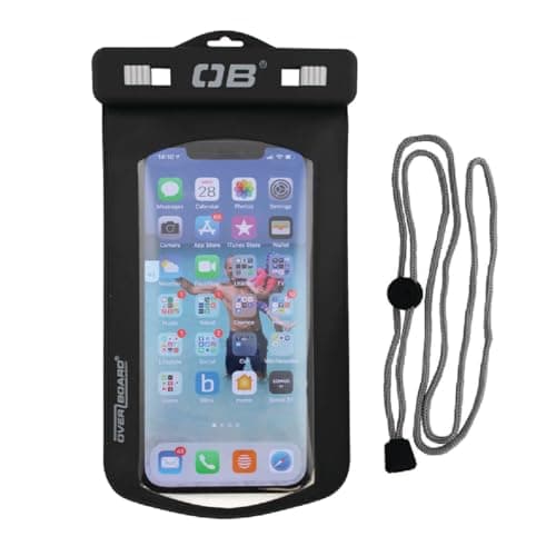 Image of Overboard Waterproof Phone Case Large – 100% Waterproof Dry Pouch with Touchscreen Use, Floating Protection for iPhone, Samsung & Smartphones (Black)