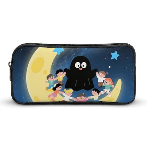 Image of KLJHNVBM Large Capacity Pencil Case Aesthetic Mini Makeup Bag & Travel Organizer with Durable Metal Zipper, Black Cute Ghost Pencil Pouch for Office, Travel (8.7x4.7x2 Inches)