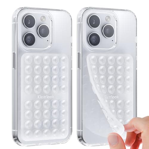 Image of 2PCS Silicone Suction Cup Phone Case Mount Double Sided - Klearlook Silicon Sticky Phone Grip with Higher Suction Power,Suction Pad Hands-Free Smartphone Accessories Holder for Selfies & Videos,Clear
