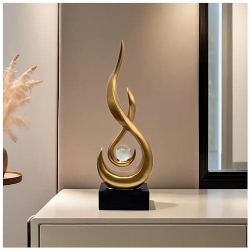 Image of Golden Flame Modern Sculpture Ornament– Abstract Art Resin Sculpture Dragon Bead Decoration For Indoor Home Decoration for Holidays & Special Occasions
