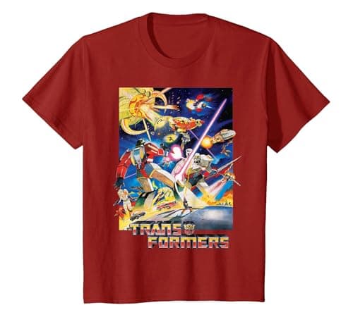 Image of Transformers The Movie G1 1986 T-Shirt, Youth, Cranberry Red, Large