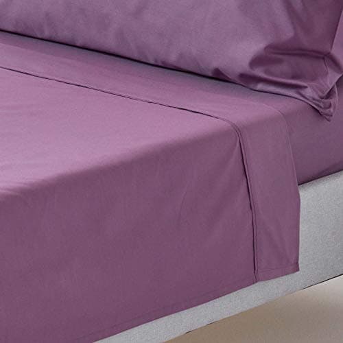 Image of HOMESCAPES Purple Grape Pure Egyptian Cotton Flat Sheet Single 200 TC 400 Thread Count Equivalent Bed Sheet