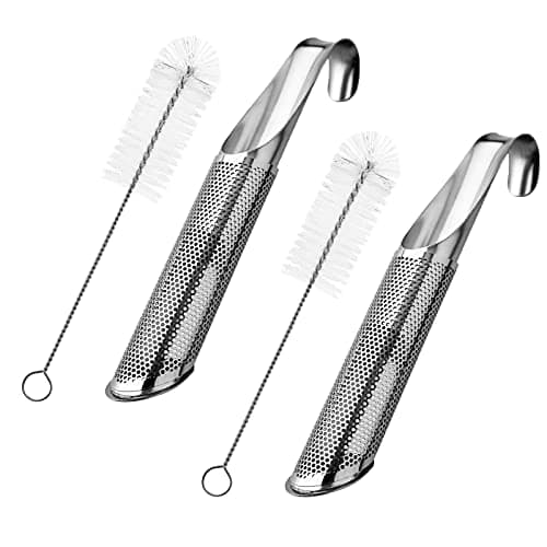 Image of 2 Pack Tea Strainers and 2 Brush, Stainless Steel Tea Diffuser Stick Pipe Tea Infuser for Loose Tea Leaf, Tea Leaf Steeper Food Grade Fine Mesh Tea Strainer for Loose Tea, Rose, Coffee, Spices