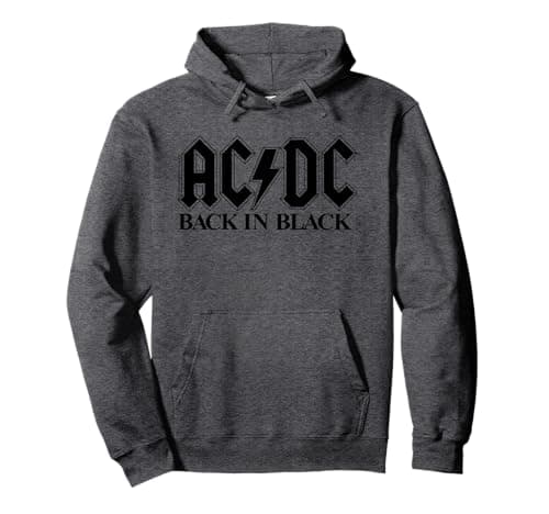Image of Official AC/DC Back In Black Logo Rock Band Music Vintage Pullover Hoodie