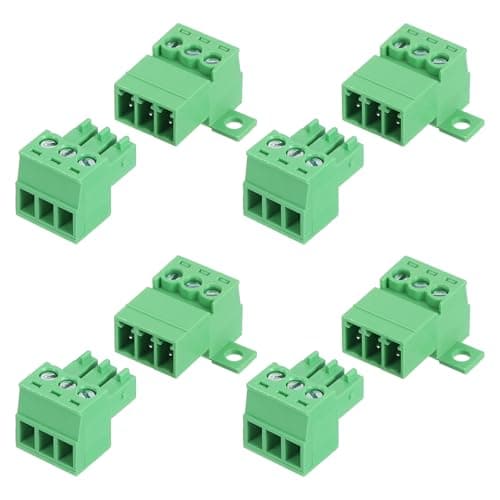 Image of sourcing map 4 Set 3 Pin Screw Terminal Block Connector,3.5mm/0.14 Inch Pitch Male & Female PCB Mount Screw Terminal 300V 8A Green Terminal Block Connector for Home Electronic Project