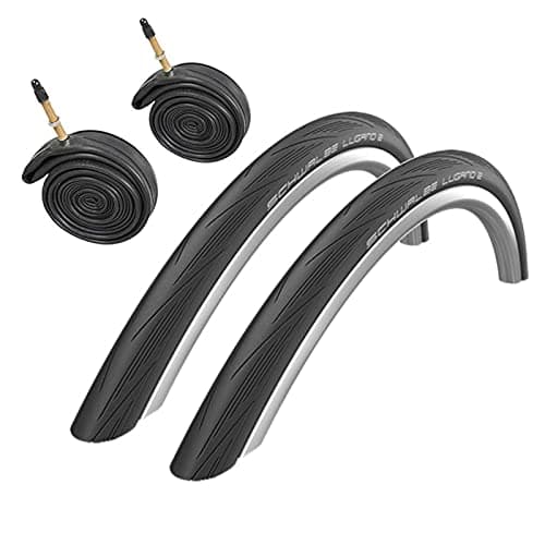 Image of 2x Schwalbe Lugano 700c x 28 Road Racing Bike Tyres & Presta Tubes - Black