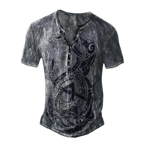 Image of T Shirts for Men UK, Tshirts Men Summer,Norse Mythology Graphic Printed Soft Casual Gods Design T-Shirt Tee T-Shirts Tops Grey