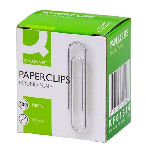 Image of Q-Connect Paperclips Plain 32mm 100 Per Box (Pack of 10) KF01314Q