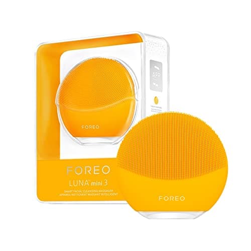 Image of Foreo Luna Mini 3 Facial Cleansing Brush - Travel Accessories - Face Massager Electric, Ultra-Hygienic Silicone - Simple Face Wash - Electric Face Cleanser - App-Connected - Sunflower Yellow