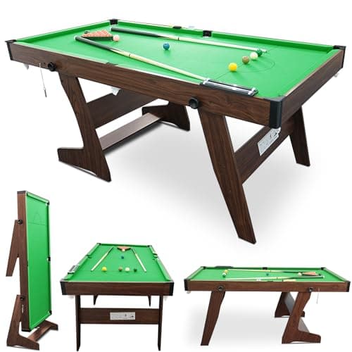 Image of 6FT Folding Pool Table Snooker Table Set Steady Space Saving Billiards Table with All accessories, Great for Kids and Adults
