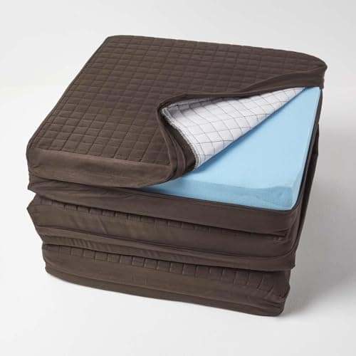 Image of HOMESCAPES Soft Quilted Cushion Cover for 3-Seater Orthopaedic Sofa Armchair Booster Cushion, 100% Polyester Washable Rectangle Cover with Zip, 150 x 50 x 10cm - Dark Brown, Chocolate