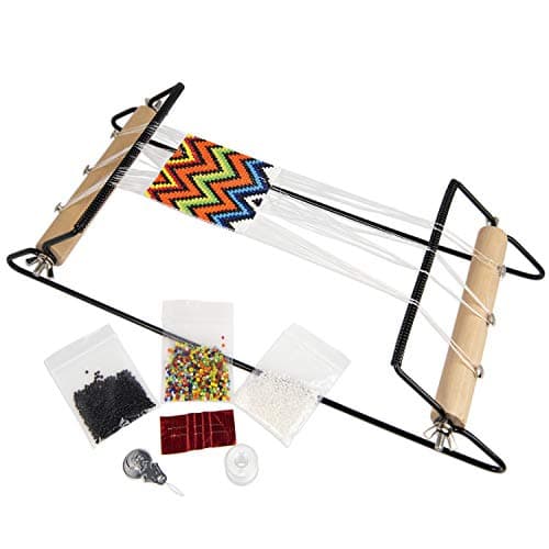 Image of The Beadsmith Extra Wide Metal Bead Loom Kit, Includes Extra Wide Loom (14.5" x 6" x 8.5"), Thread, Needles, and 36 Grams Glass Beads for Bracelets, Necklaces, Belts, and More
