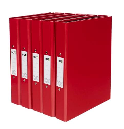 Image of Noti A4 Glossy Laminated 2-Ring Binder Binder, 40mm Spine, 25mm O-Ring Mechanism, Pack of 10, Red