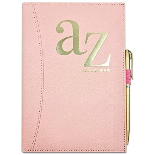 Image of A to Z Telephone A5 Address Book A-Z Index Hard Back Cover with Pen (Pink)
