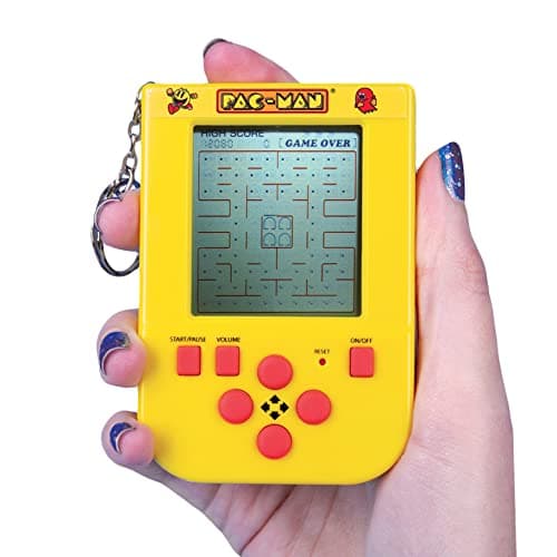 Image of PAC-MAN Mini Arcade Keychain with LCD Screen & Directional Controls. Original PAC-MAN Gameplay & Sounds. Classic Retro Pocket Game, Portable Handheld Keyring Game for Kids & Adults.