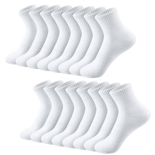 Image of Zuimei 8 Pairs White Sports Socks, Crew Socks Unisex 4.5-7.5 Breathable Cotton Gym Sock for Women Men Ankle Athletic Sock Multipack for Work Running Walking Hiking