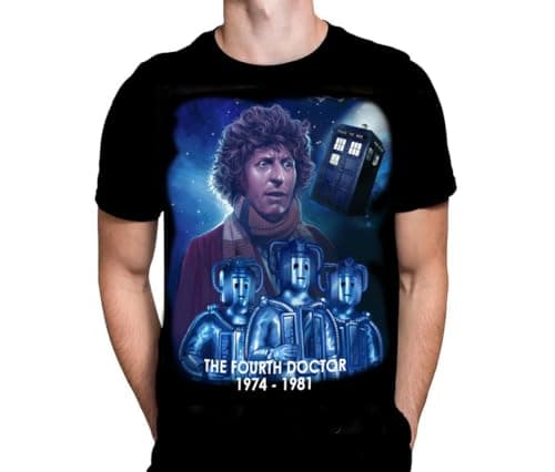 Image of WSH - Fourth Doctor - Dr Who Men's Fan Merchandise Black Gildan T-Shirt