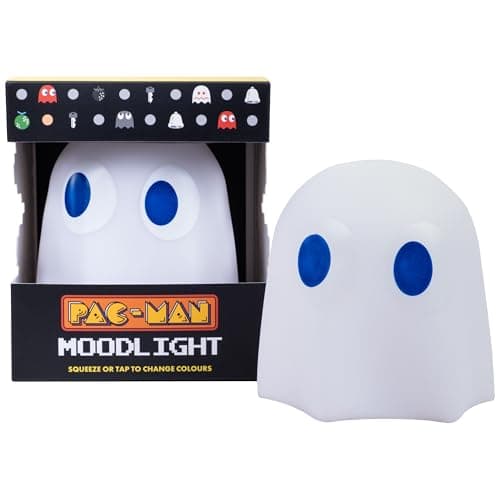 Image of Pac-Man Colour Changing Ghost Mood Light. Touch & Squeeze Sensitive 3D Silicone Lamp. 9.9cm Tall. Battery Powered. Officially Licensed Pac-Man Merchandise.