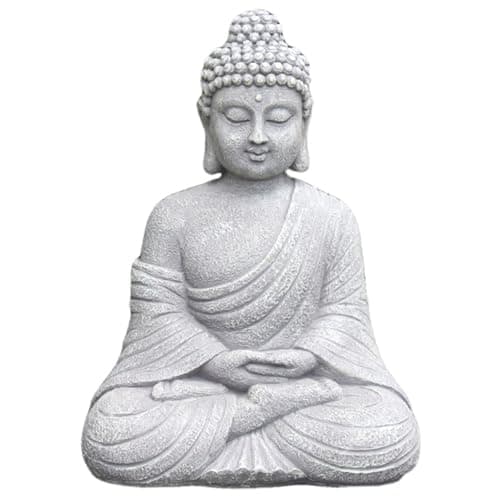 Image of Hperu 9" Outdoor Sitting Buddha Statue, Weather Resistant Resin Meditating Buddha Ornament, Garden Decor for Patio, Deck, Entryway, Hallway, Home & Garden