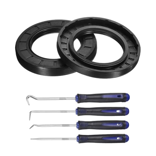 Image of sourcing map 2Pcs Oil Seal, 50x80x10mm TC Nitrile Rubber Double Lip Cover with Hook Kit and Spring for Mechanical Automobile Bearing Shaft, Black