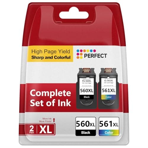 Image of 560XL 561XL Ink Cartridges, PG-560 Black & CL-561 Colour XL, High Capacity Replacement Canon 560 561 Ink Cartridges for Pixma TS5350 TS5351 TS5352 TS5353 TS7450 TS7451 (2 Pack)