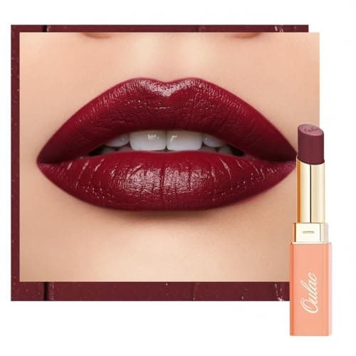 Image of Oulac Satin Matte Burgundy Lipstick - Long Lasting Lip Stick for Women, Intense Color with Smooth Creamy Texture Lip Colour, Moisturizing & Weightless Formula Lip Makeup, Vegen, 4.3g, SG13 Burgundy