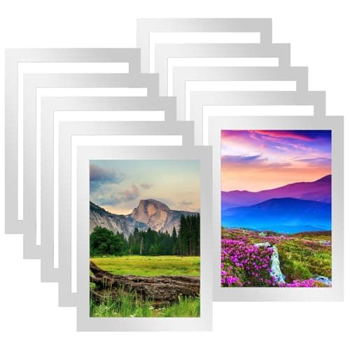 Image of 10pcs A3 Frame, A3 Poster Display Frame Magnetic Photo Frames with Adhesive Backing, Self Adhesive Picture Frames for Paintings Photos Notices Certificate Poster (Silver)