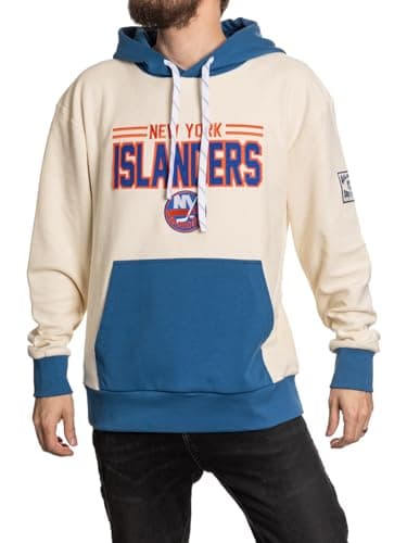 Image of Calhoun NHL Surf & Skate Mens Reverse Terry Retro Style Premium Hoodie, New York Islanders, M