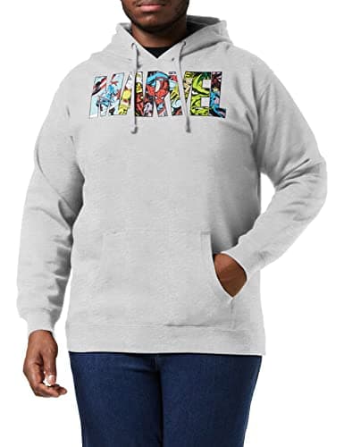 Image of Marvel Men's Logo Characters Hoodie, Grey (Grey Marl Spo), M UK