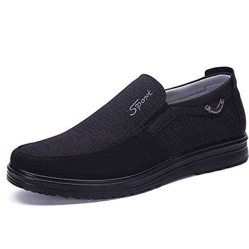 Image of COSIDRAM Mens Slip on Loafers Walking Casual Driving Shoes Canvas Flat Lightweight Outdoor Black 10