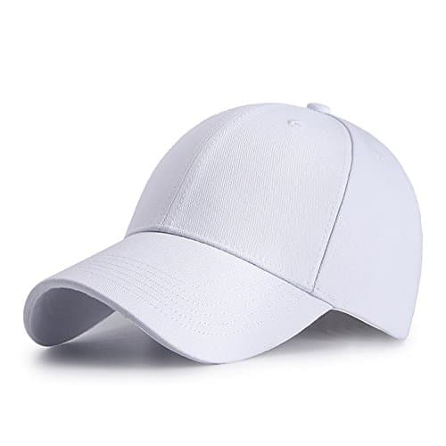 Image of HGDGears Plain Baseball Cap Snapback for Men - Classic 6 Panel Adjustable Sport Casual Sun Visor Hat (White)