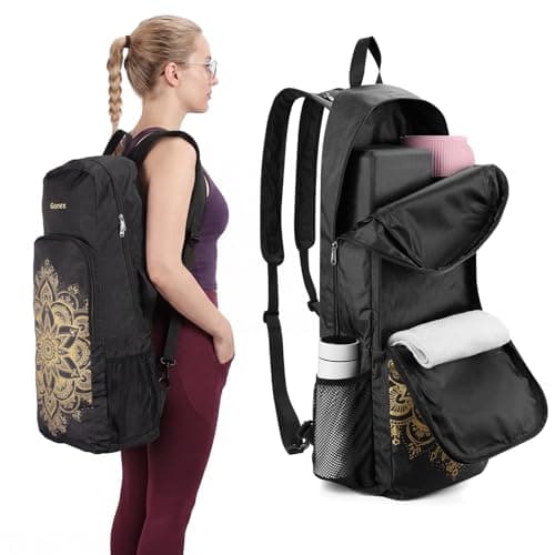 Image of Gonex Yoga Mat Bag, 2 Carry Ways Yoga Backpack with Wet Compartment Metal Zippers for Women Men, Large Capacity Yoga Mat Carrier for Yoga, Gym, Travel, Black