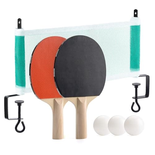 Image of Toyrific | Baseline Table Tennis Ping Pong Set with 2 Bats, 3 Balls And Net, Outdoor Indoor Family Games
