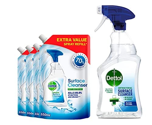Image of Dettol - Antibacterial Surface Cleanser Spray 750ml + 4 x 550ml Surface Cleanser Refills