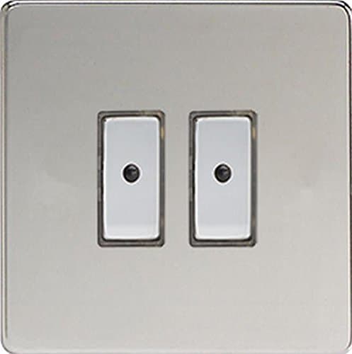 Image of Varilight JDCE102S LED Polished Chrome V-PRO ECLIQUE2 Screwless 2 x 100W Remote Control & Touch LightScene Master Dimmer