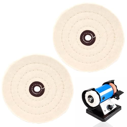 Image of 2 Pack 6 inch Grinder Polisher Cotton Buffing Polishing Wheel, Buffing Wheel with 1/2" Arbor Hole 50 Ply White Fine Cotton for Metal Jade Wood Jewelry Drill Polishing Kit