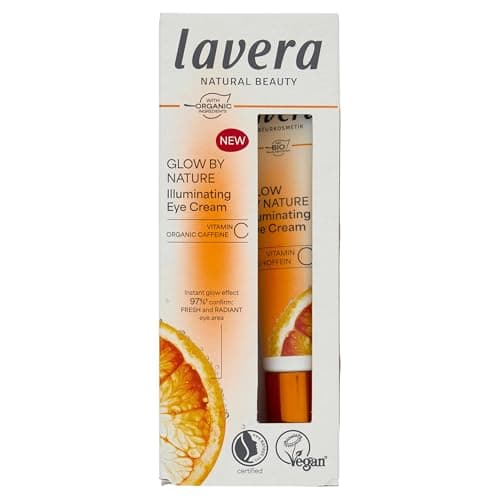 Image of lavera Glow by Nature Illuminating Eye Cream - reduces dark circles and puffiness under the eyes - moisturising - natural Q10 - vegan - natural cosmetics - 15 ml