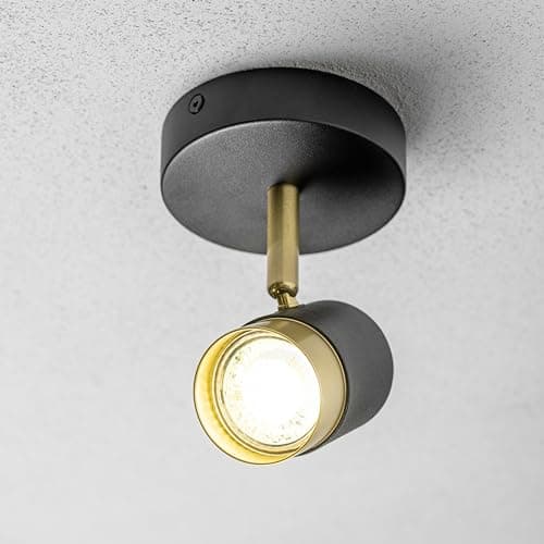 Image of CGC Lighting ORIO Black and Brushed Gold GU10 Adjustable Indoor Ceiling Wall Spot Light (Black, Single Spot Light)