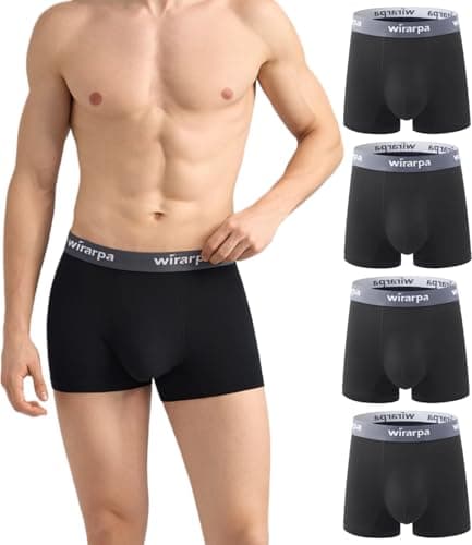 Image of wirarpa Men's Underwear Trunks Micro Modal Boxer Shorts Soft Comfortable Underpants for Men 4 Pack Black Size 3XL