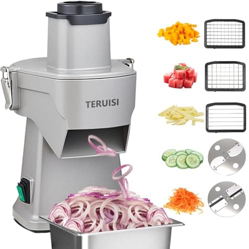 Image of TERUISI 4-in-1 Electric Vegetable Chopper, 200W Commercial Vegetable Slicer Food Processor, Veggie Food Cutter with Slicing Shredding Dicing and Striping Function for Commercial Home Use